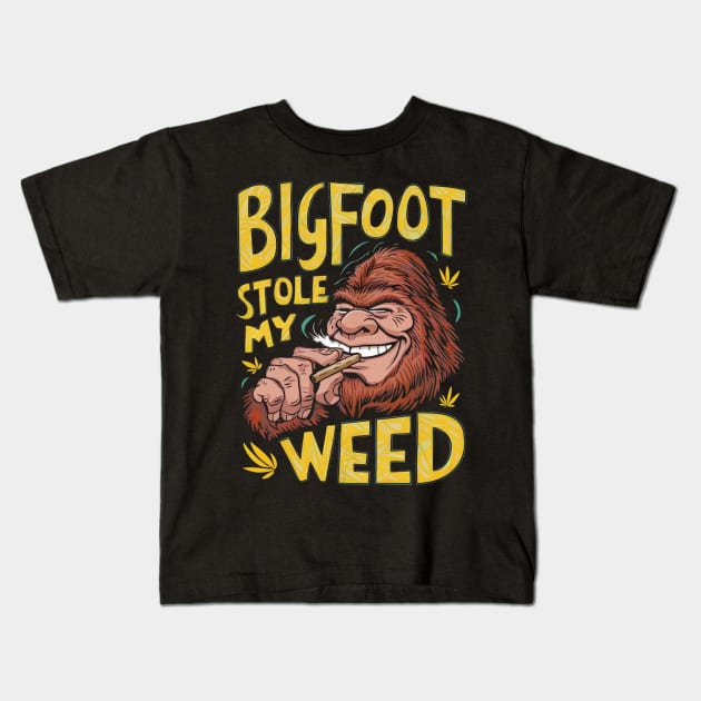 Bigfoot Stole My Weed Kids T-Shirt by Dylante